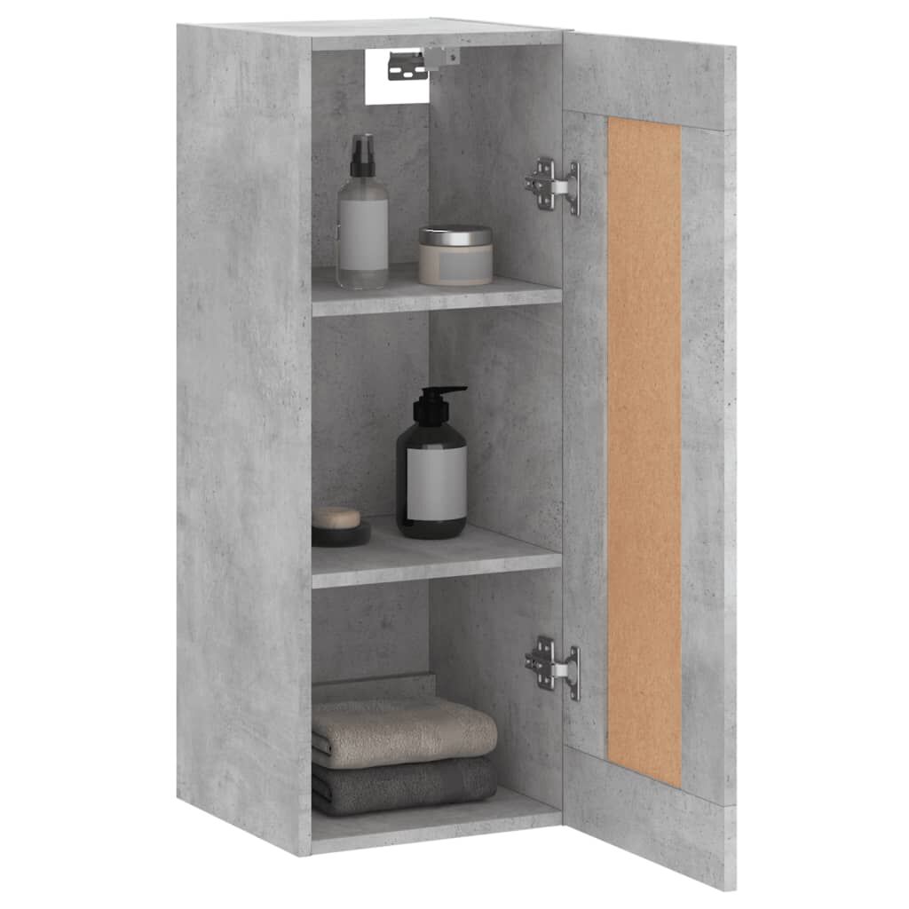 vidaXL Ντουλάπι Τοίχου Γκρι Σκυροδέματος 34,5x34x90 εκ. Επεξεργ. Ξύλο