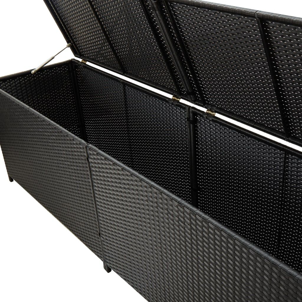 vidaXL Κουτί Αποθήκευσης Κήπου Μαύρο 200x50x60 εκ. από Συνθετικό Ρατάν