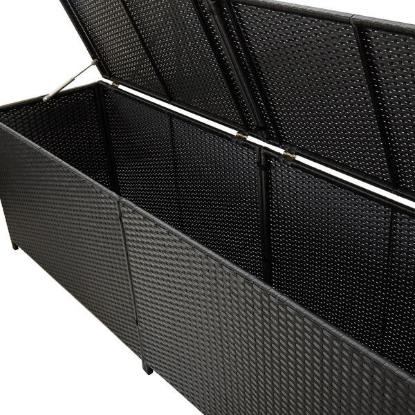 vidaXL Κουτί Αποθήκευσης Κήπου Μαύρο 200x50x60 εκ. από Συνθετικό Ρατάν