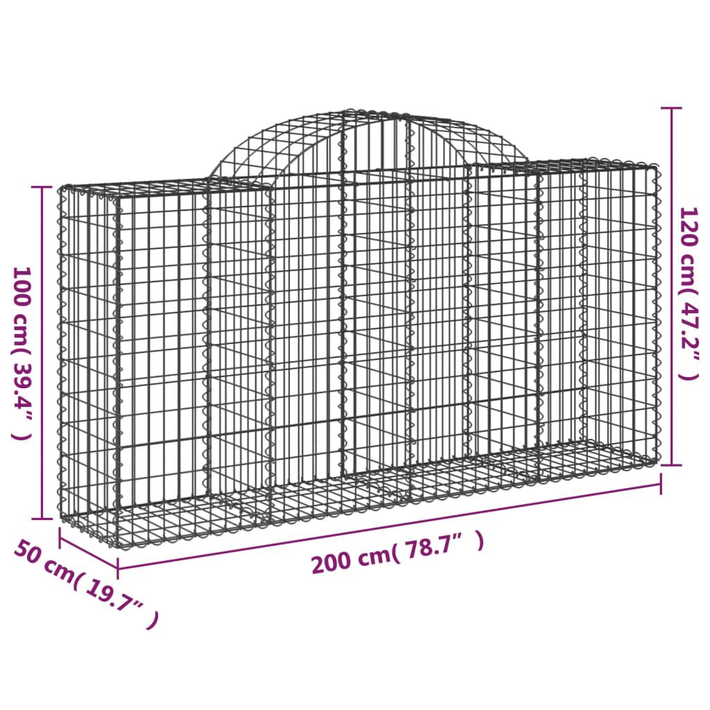 vidaXL Συρματοκιβώτια Τοξωτά 14 τεμ. 200x50x100/120 εκ. Γαλβαν. Ατσάλι