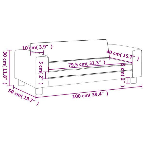 vidaXL Καναπές Παιδικός με Υποπόδιο Κρεμ 100x50x30 εκ. Βελούδινος