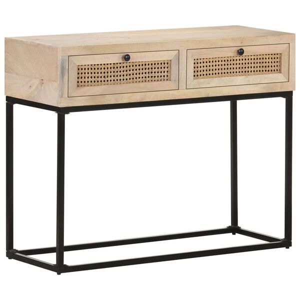 vidaXL Τραπέζι Κονσόλα 100x35x76εκ Μασίφ Ξύλο Μάνγκο/Φυσικό Ζαχαροκάλ.