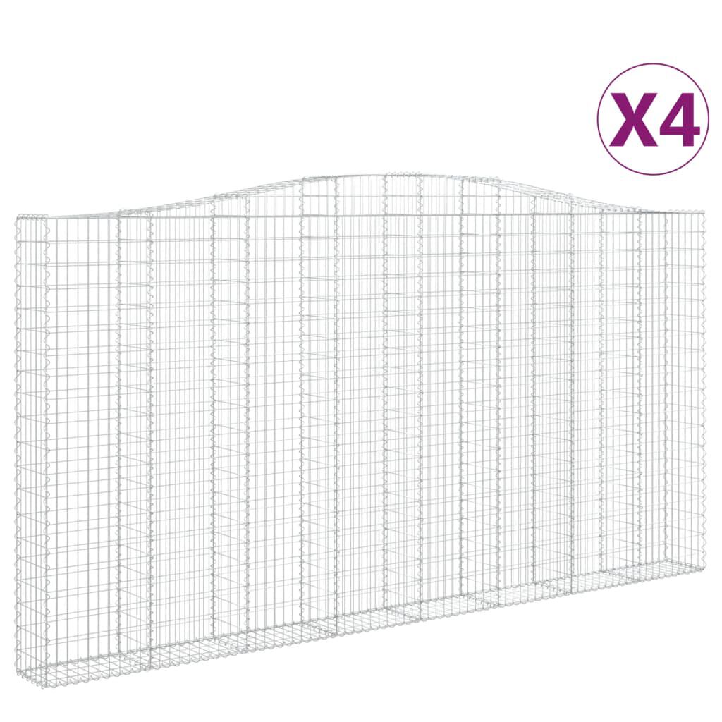 vidaXL Συρματοκιβώτια Τοξωτά 4 τεμ. 400x30x200/220 εκ. Γαλβαν. Ατσάλι