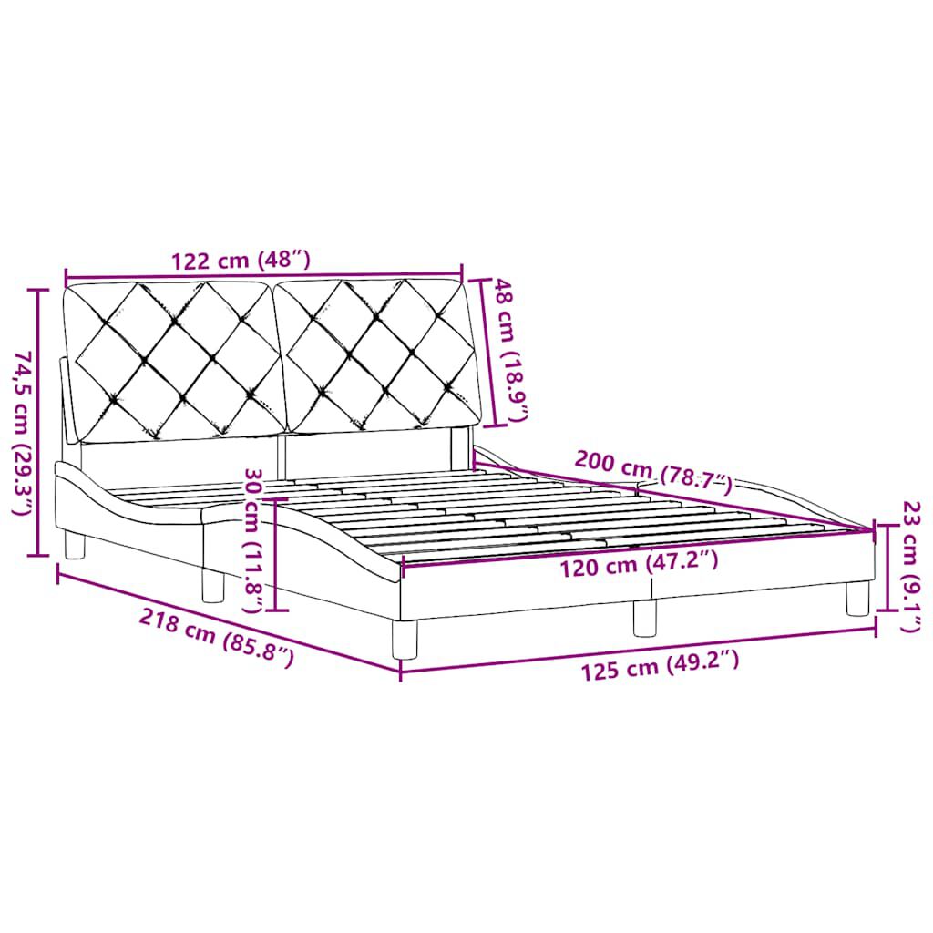 vidaXL Σκελετός Κρεβατιού Χωρίς Στρώμα Taupe 120x200 εκ. Υφασμάτινο