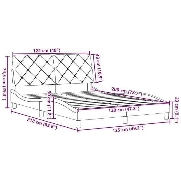 vidaXL Σκελετός Κρεβατιού Χωρίς Στρώμα Taupe 120x200 εκ. Υφασμάτινο