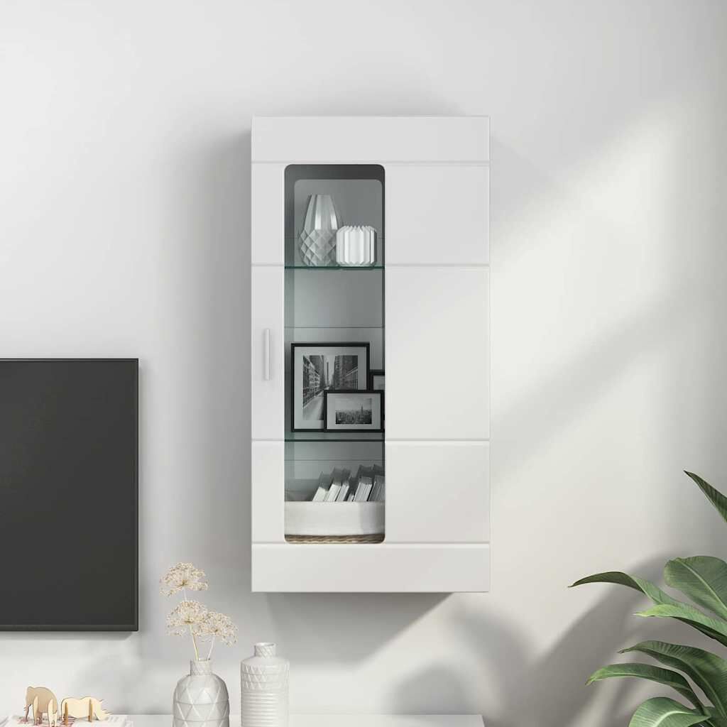 vidaXL Ντουλάπα τοίχου με ράφι Γυαλιστερό λευκό 55 x 29 x 100 εκ