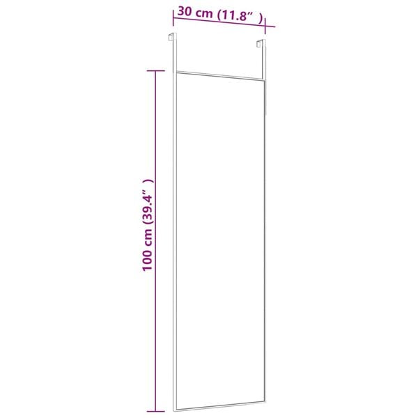 vidaXL Καθρέφτης Πόρτας Μαύρος 30 x 100 εκ. από Γυαλί και Αλουμίνιο