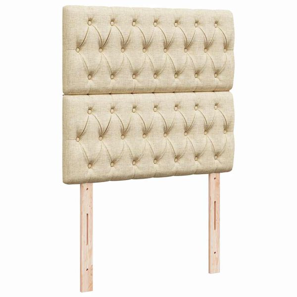 vidaXL Κρεβάτι Boxspring με Στρώμα Κρεμ 90x200 εκ.Υφασμάτινο