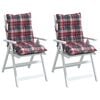 vidaXL Μαξιλάρια Καρέκλας Χαμηλή Πλάτη 2τεμ.Κόκκινο Καρό Ύφασμα Oxford