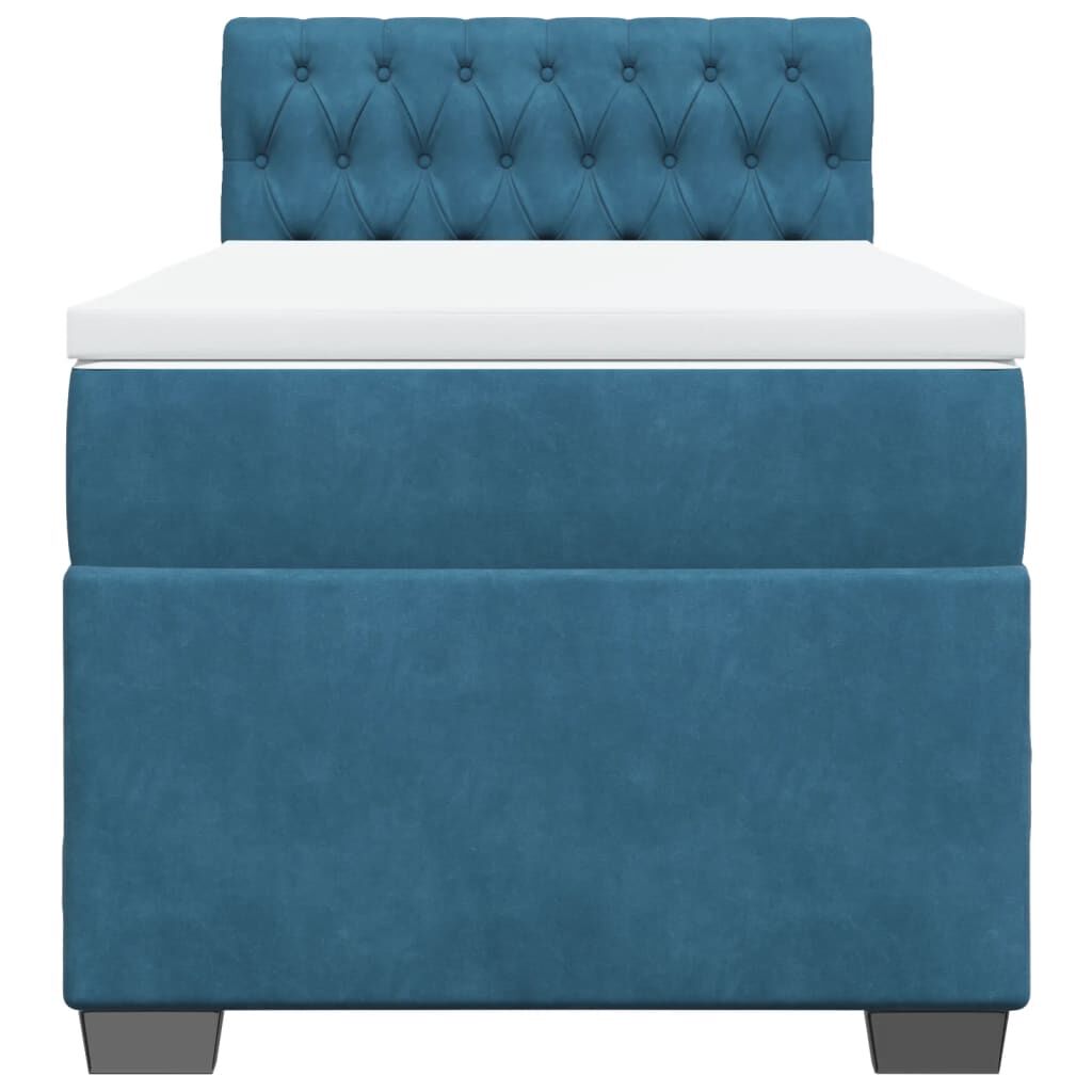 vidaXL Κρεβάτι Boxspring με Στρώμα Σκούρο Μπλε 100x200 εκ. Βελούδινο
