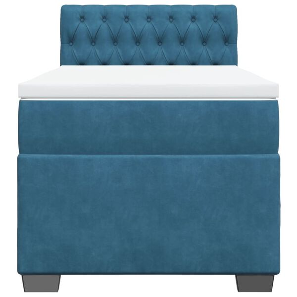 vidaXL Κρεβάτι Boxspring με Στρώμα Σκούρο Μπλε 100x200 εκ. Βελούδινο