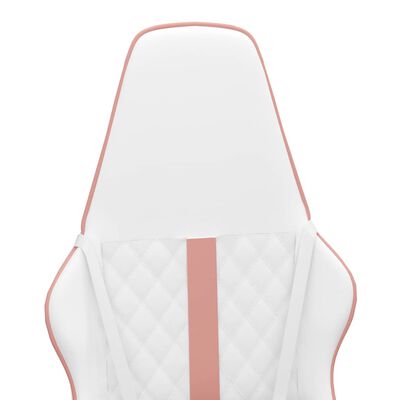 vidaXL Καρέκλα Gaming Μασάζ Ροζ και Λευκό από Συνθετικό Δέρμα