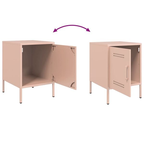 vidaXL Κομοδίνο Ροζ 36x39x50,5 εκ. από Χάλυβα