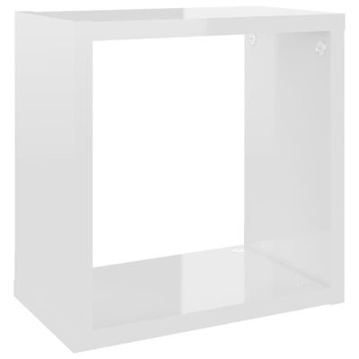 vidaXL Ράφια Κύβοι Τοίχου 2 τεμ. Γυαλιστερό Λευκό 26 x 15 x 26 εκ.