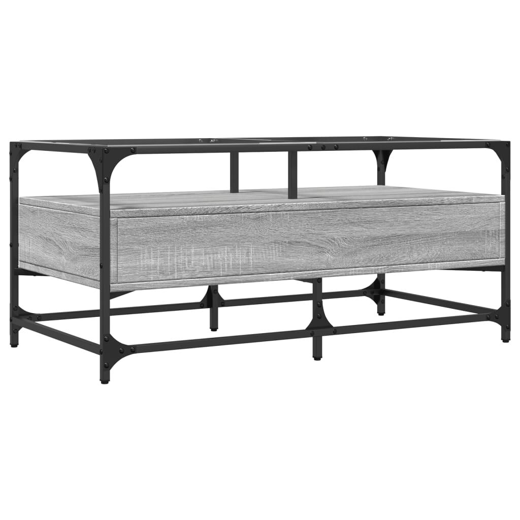 vidaXL Τραπεζάκι Σαλονιού Sonoma Γκρι 98,5x50x45εκ. με Γυάλινες Πόρτες