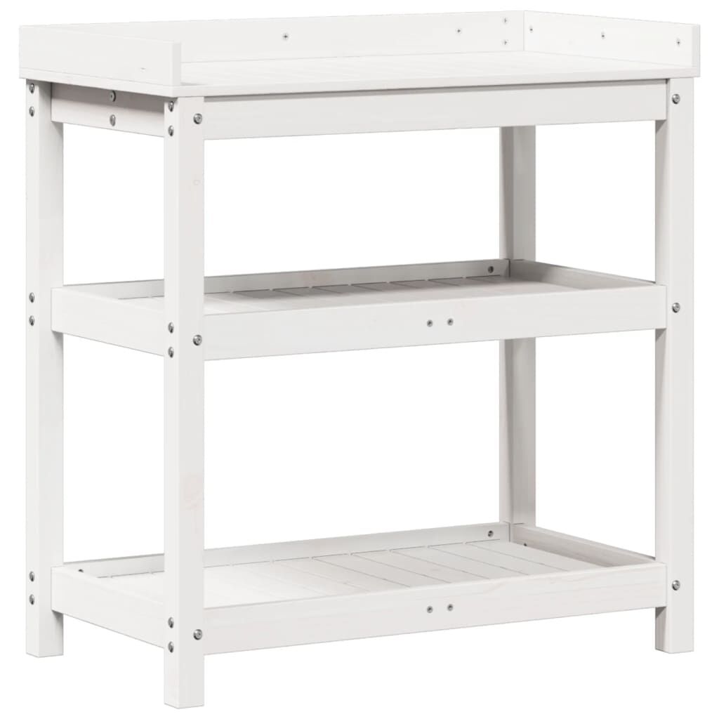 vidaXL Τραπέζι Κηπουρικής με Ράφια 82,5x45x86,5 εκ. Μασίφ Ξύλο Πεύκου
