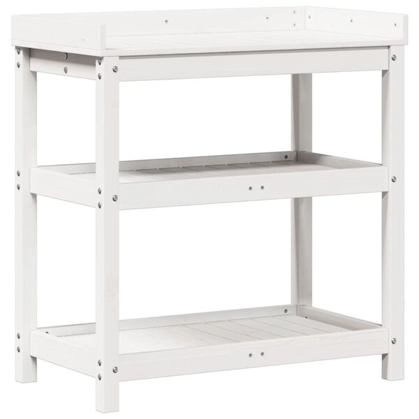 vidaXL Τραπέζι Κηπουρικής με Ράφια 82,5x45x86,5 εκ. Μασίφ Ξύλο Πεύκου