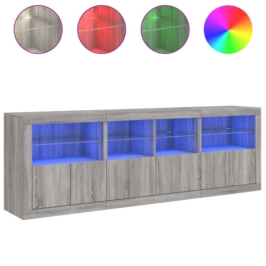 vidaXL Μπουφές με LED Γκρι Sonoma 202 x 37 x 67 εκ.