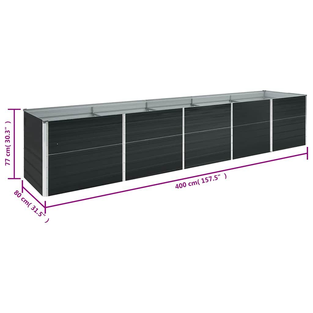vidaXL Ζαρντινιέρα Υπερυψωμένη Ανθρακί 400x80x77 εκ. Γαλβαν. Χάλυβας
