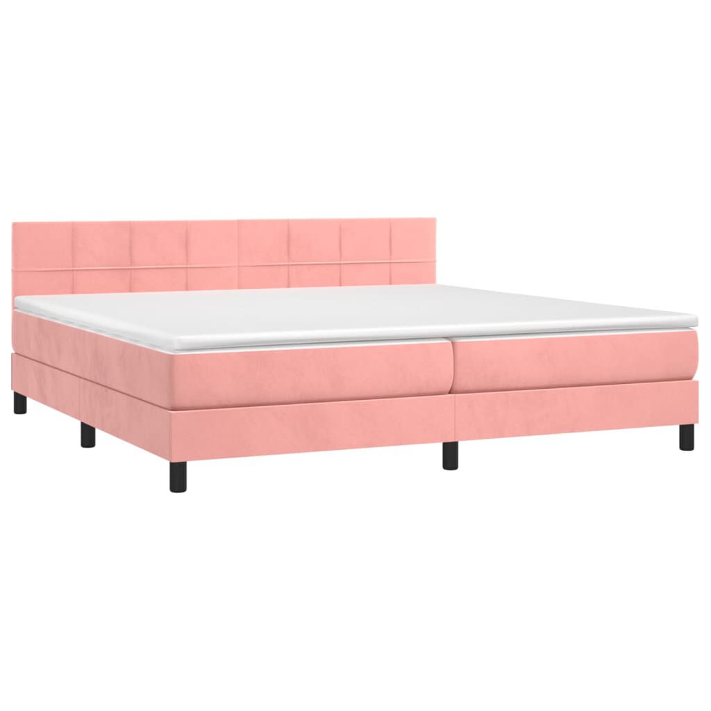 vidaXL Κρεβάτι Boxspring με Στρώμα Ροζ 200x200 εκ. Βελούδινο