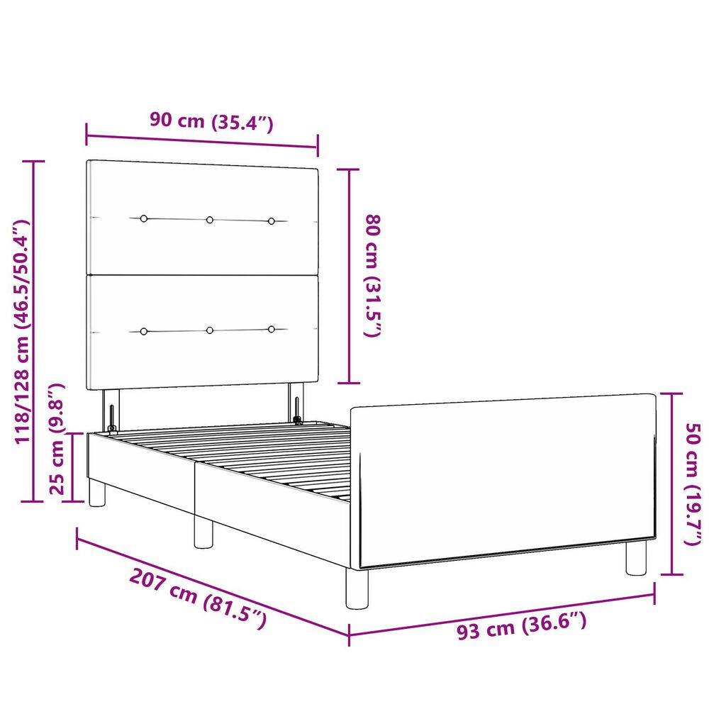 vidaXL Κρεβάτι Καφέ 90x200 εκ. Υφασμάτινο