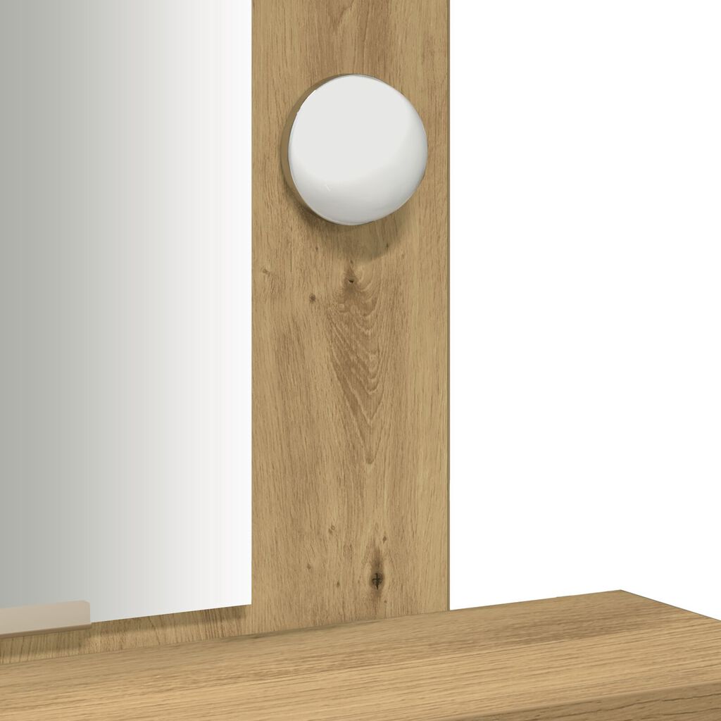 vidaXL Τραπέζι με LED Φώτα Δρυς Artisan 50x41x140 εκ.