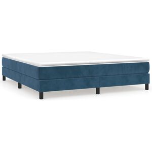 vidaXL Κρεβάτι Boxspring με Στρώμα Σκούρο Μπλε 160x200 εκ. Βελούδινο