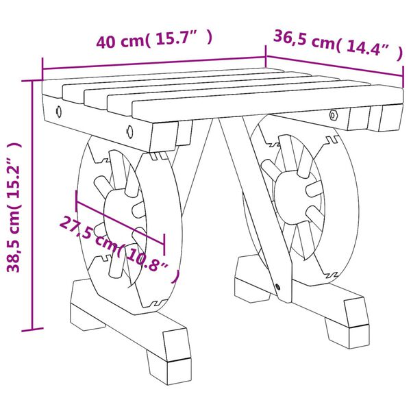 vidaXL Υποπόδιο Κήπου 40 x 36,5 x 38,5 εκ. από Μασίφ Ξύλο Ελάτης