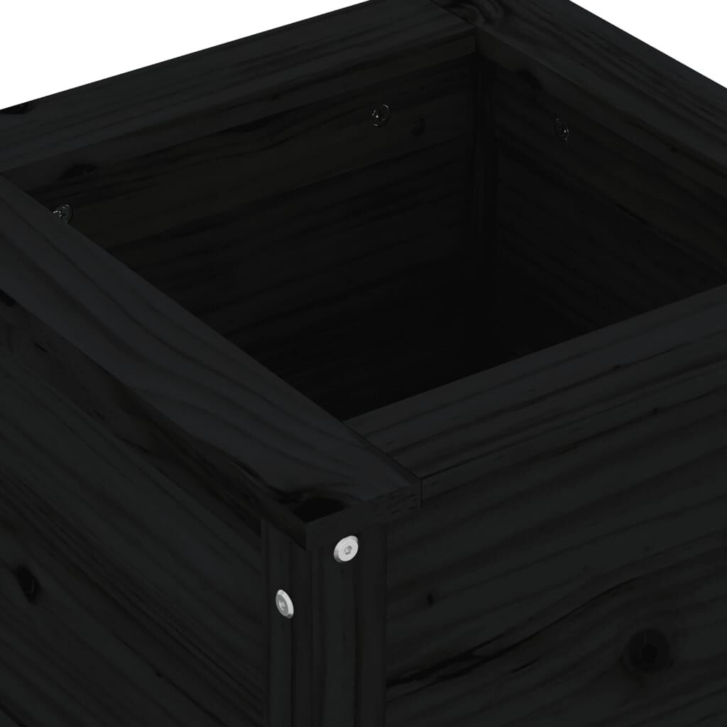 vidaXL Ζαρντινιέρα Μαύρη 40 x 40 x 39 εκ. από Μασίφ Ξύλο Πεύκου