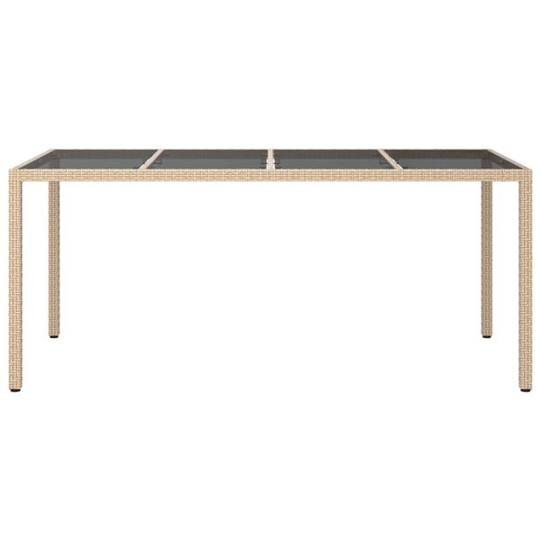 vidaXL Τραπέζι Κήπου Μπεζ 190x90x75 εκ. Ψημένο Γυαλί/Συνθετικό Ρατάν
