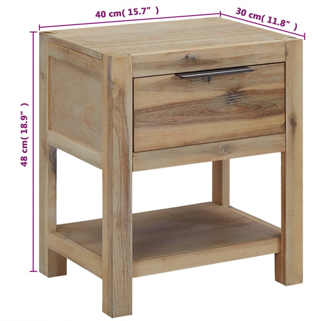 vidaXL Κομοδίνα με Συρτάρια 2 Τεμ. 40x30x48 εκ. από Μασίφ Ξύλο Ακακίας
