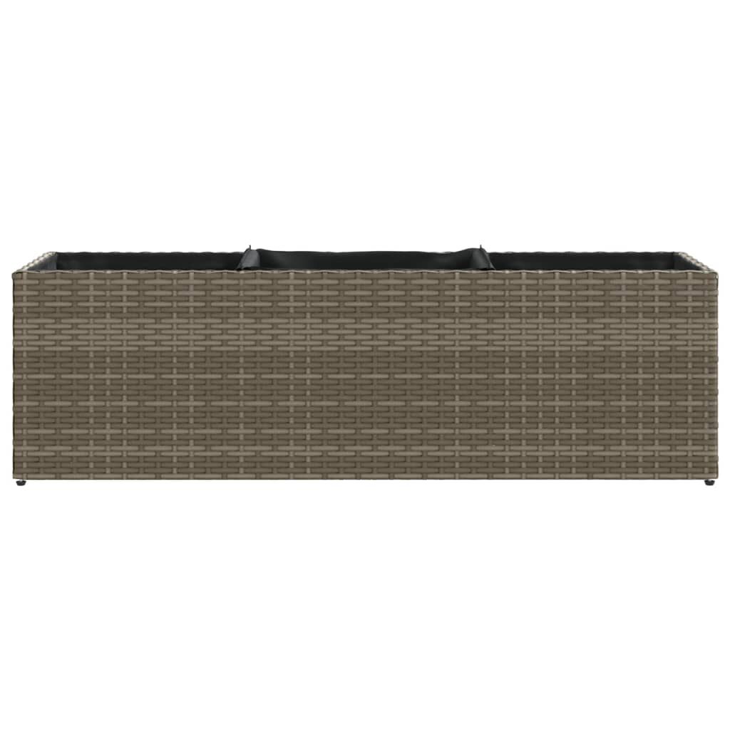 vidaXL Ζαρντινιέρα Κήπου Γκρι 105x30x32 εκ. Συνθ. Ρατάν με 3 Γλάστρες