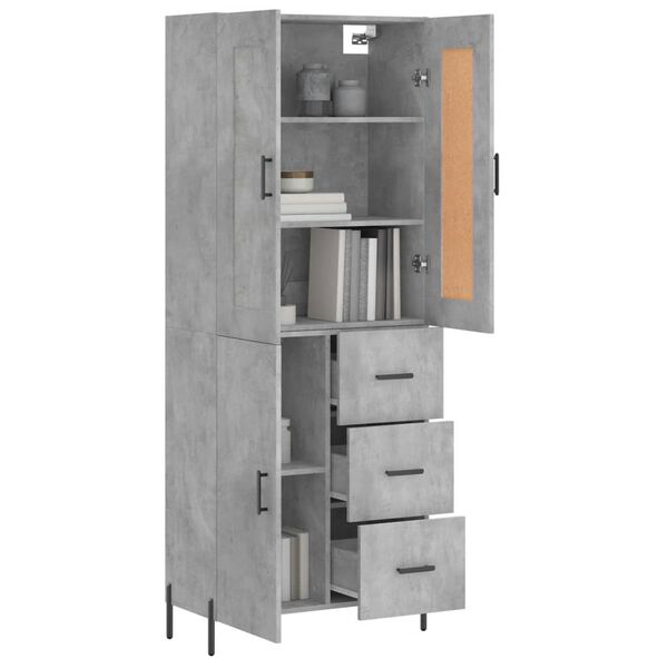 vidaXL Ντουλάπι Γκρι Σκυροδέματος 69,5x34x180 εκ. Επεξεργασμένο Ξύλο