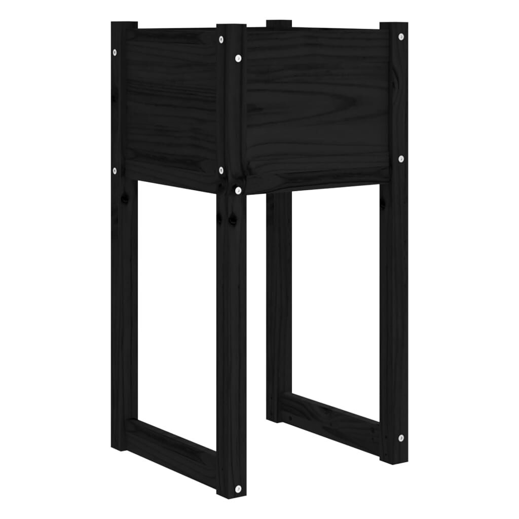 vidaXL Ζαρντινιέρα Μαύρο 40x40x81 εκ. από Μασίφ Ξύλο Πεύκου