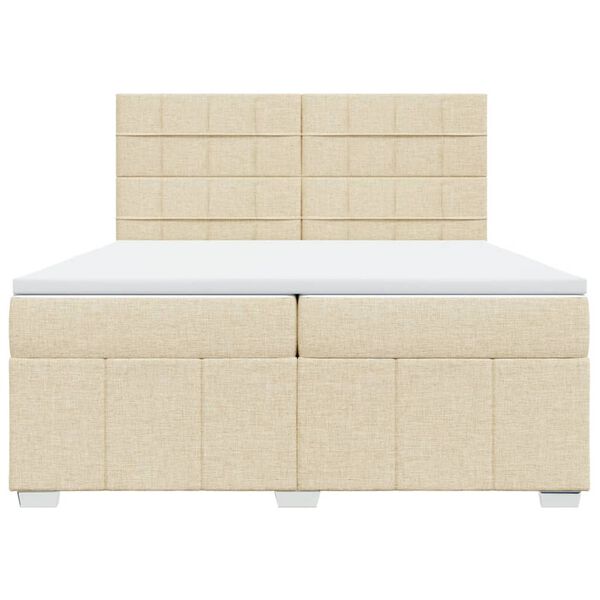 vidaXL &Kappa;&rho;&epsilon;&beta;ά&tau;&iota; Boxspring &mu;&epsilon; &Sigma;&tau;&rho;ώ&mu;&alpha; &Kappa;&rho;&epsilon;&mu; 200x200 &epsilon;&kappa;. &Upsilon;&phi;&alpha;&sigma;&mu;ά&tau;&iota;&nu;&omicron;