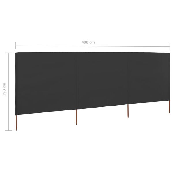 vidaXL Προστατευτικό Αέρα με 3 Πάνελ Ανθρακί 400 x 160 εκ. Υφασμάτινο
