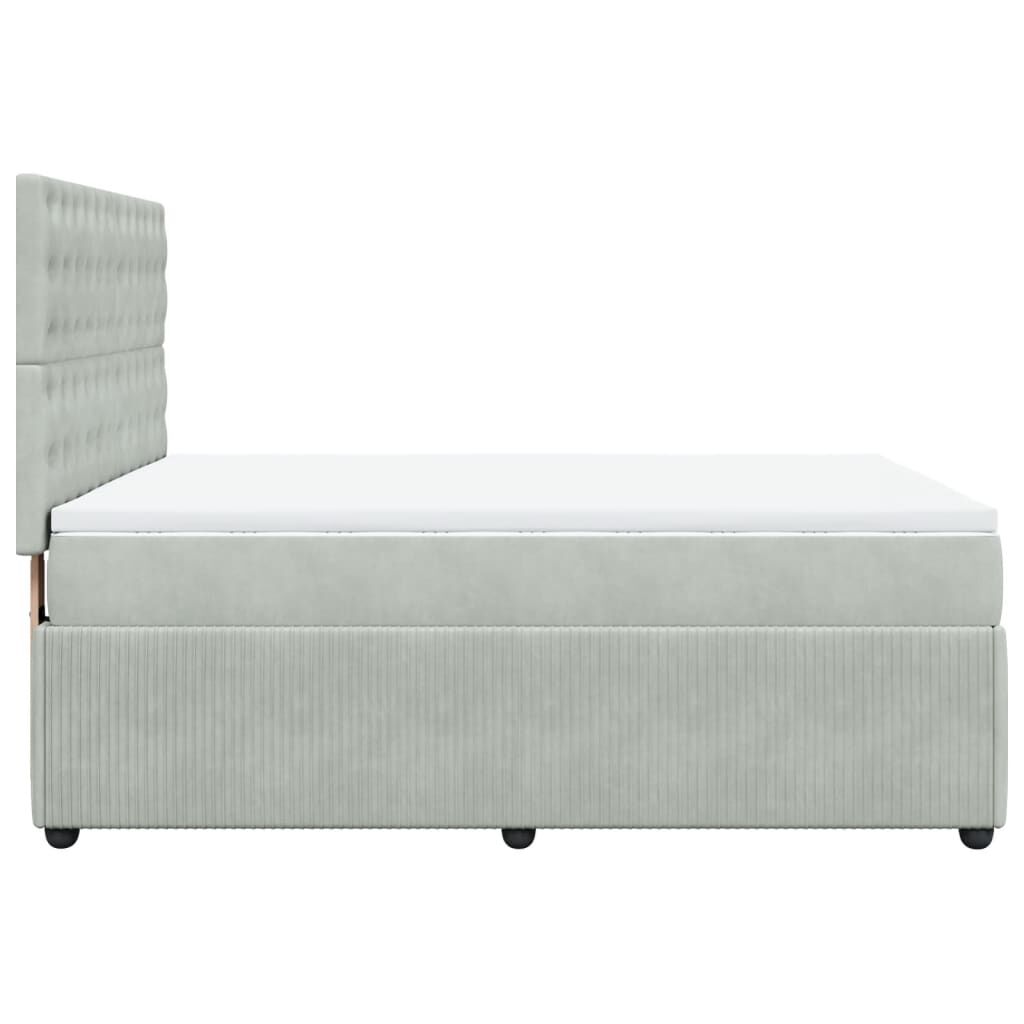 vidaXL Κρεβάτι Boxspring με Στρώμα Ανοιχτό Γκρι 140x200 εκ. Βελούδινο