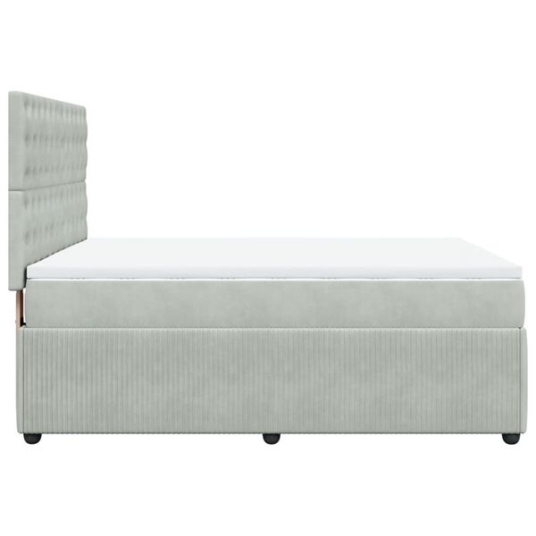vidaXL Κρεβάτι Boxspring με Στρώμα Ανοιχτό Γκρι 140x200 εκ. Βελούδινο