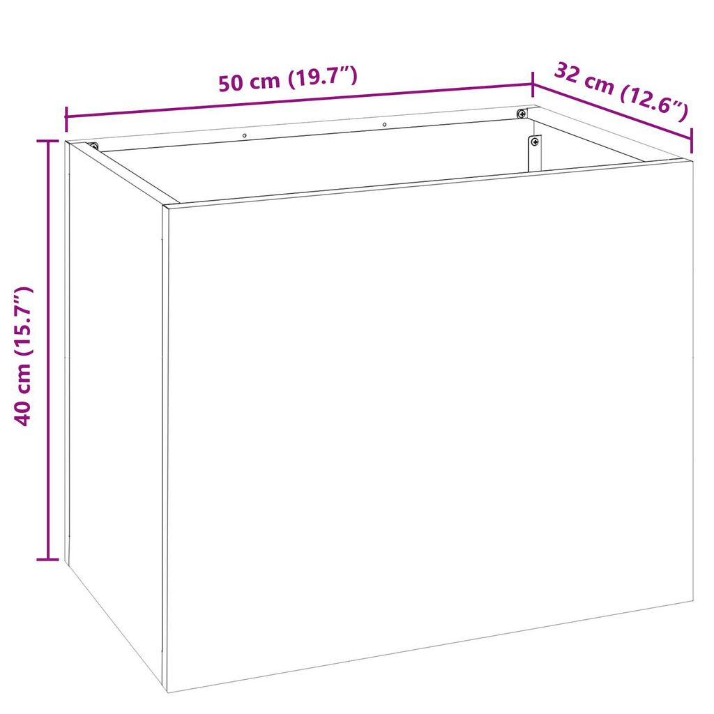 vidaXL Γλάστρα Κήπου Ανθρακί 50 x 32 x 40 εκ Κρύα έλαση από χάλυβα
