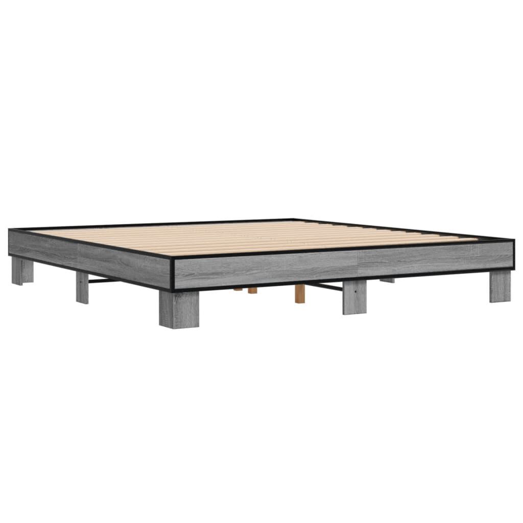 vidaXL Πλαίσιο Κρεβατιού Γκρι Sonoma 160x200 εκ. Επεξ. Ξύλο & Μέταλλο