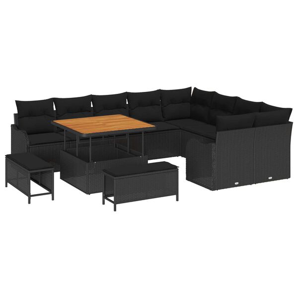 vidaXL Σετ Καναπέ Κήπου 12 pcs Μαύρο συνθετικό ρατάν