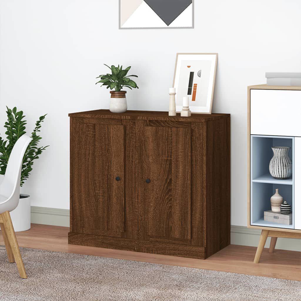 vidaXL Ντουλάπια 2 τεμ. Καφέ Δρυς 37,5x35,5x67,5 εκ Επεξεργ. Ξύλο