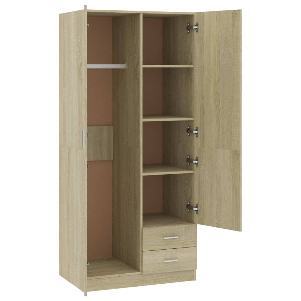 vidaXL Ντουλάπα Χρώμα Sonoma-Δρυς 80 x 52 x 180 εκ. από Επεξ. Ξύλο