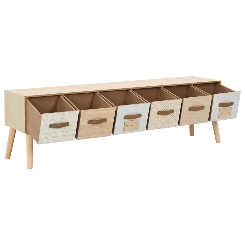 vidaXL Έπιπλο Τηλεόρασης με 6 Συρτάρια 130x30x40 εκ. Μασίφ Ξύλο Πεύκου