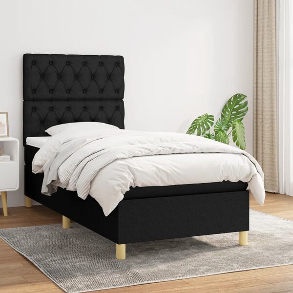 vidaXL &Kappa;&rho;&epsilon;&beta;ά&tau;&iota; Boxspring &mu;&epsilon; &Sigma;&tau;&rho;ώ&mu;&alpha; &Mu;&alpha;ύ&rho;&omicron; 80 x 200 &epsilon;&kappa;. &Upsilon;&phi;&alpha;&sigma;&mu;ά&tau;&iota;&nu;&omicron;