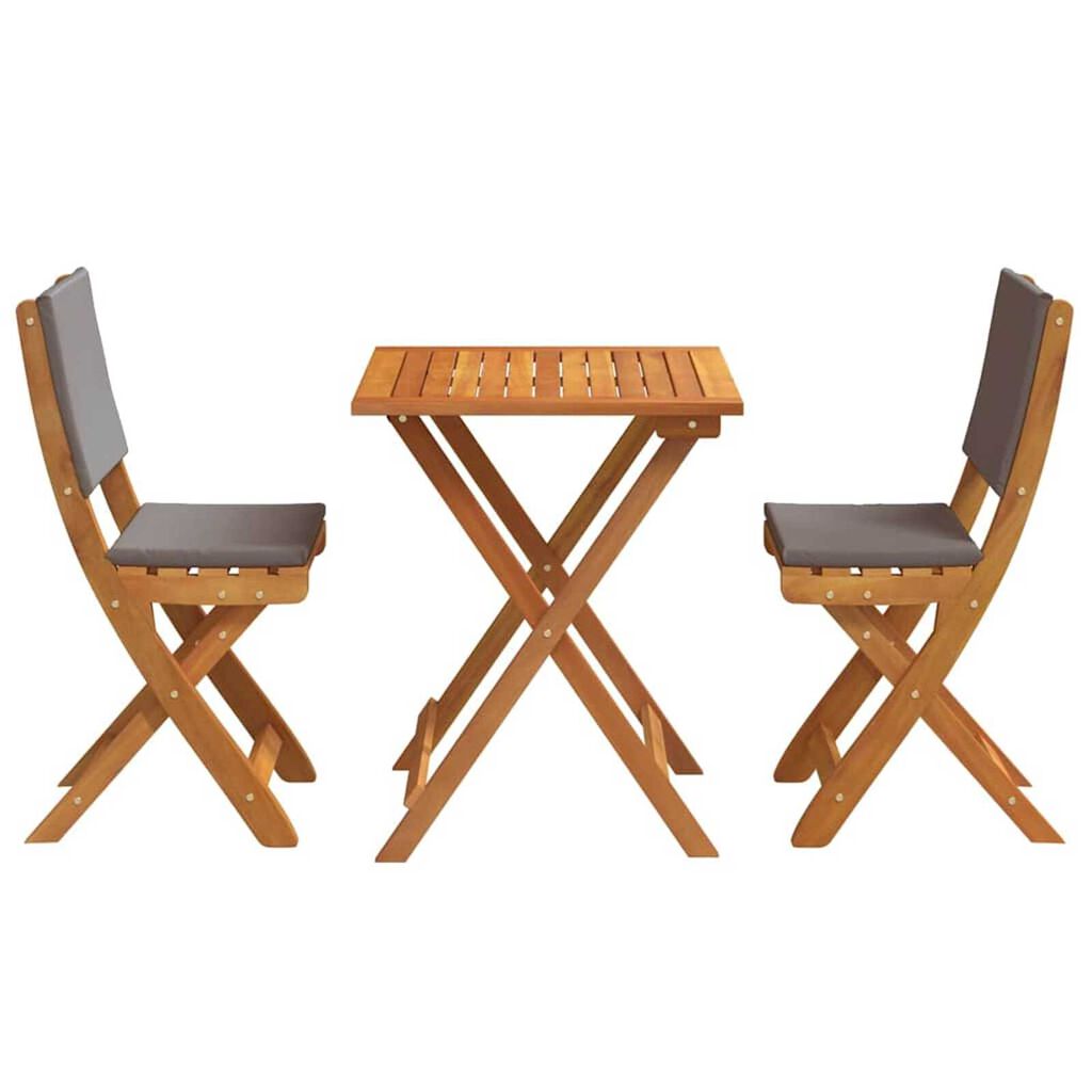 vidaXL Σετ μπιστρό 3 pcs Καφέ Μασίφ ξύλο ακακίας