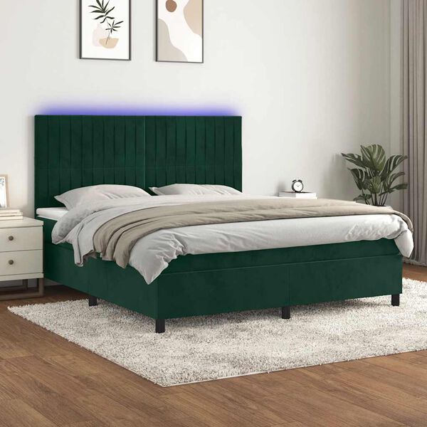 vidaXL &Kappa;&rho;&epsilon;&beta;ά&tau;&iota; Boxspring &mu;&epsilon; &Sigma;&tau;&rho;ώ&mu;&alpha; & LED &Sigma;&kappa;. &Pi;&rho;ά&sigma;&iota;&nu;&omicron; 180x200&epsilon;&kappa; &Beta;&epsilon;&lambda;&omicron;ύ&delta;&omicron;