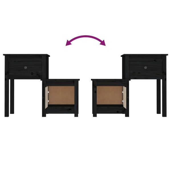 vidaXL Κομοδίνο Μαύρο 79,5 x 38 x 65,5 εκ. από Μασίφ Ξύλο Πεύκου