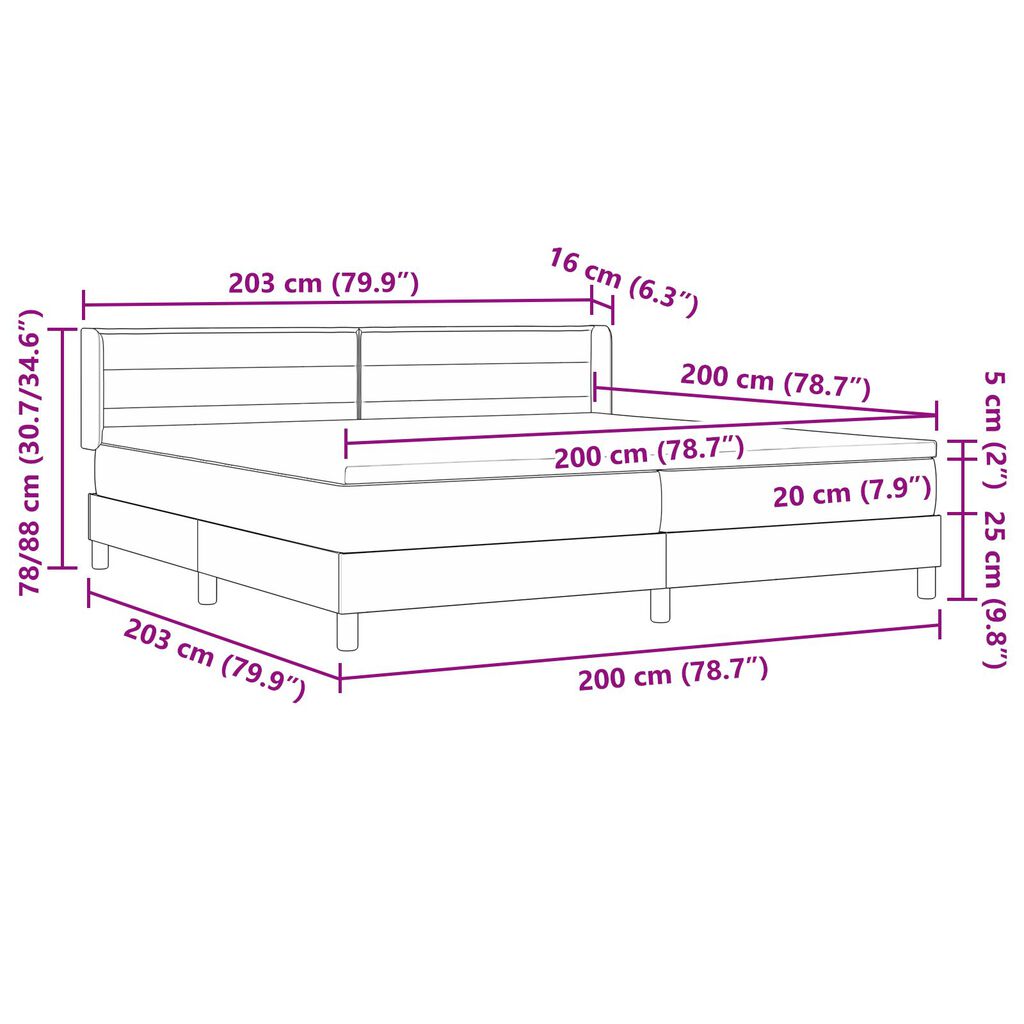 vidaXL Κρεβάτι βάθους με Στρώμα Ταυπέ 200x200 εκ Υφασμένο