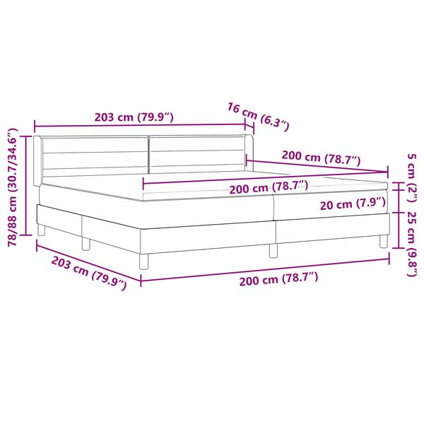 vidaXL Κρεβάτι βάθους με Στρώμα Ταυπέ 200x200 εκ Υφασμένο